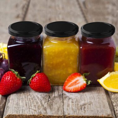 Transparent square jam jars with airtight lids