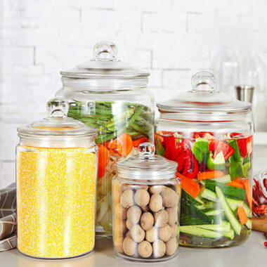 Food-safe round pickle jars for kitchen storage