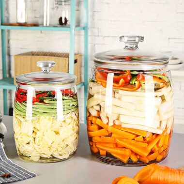 Food-safe round pickle jars for kitchen storage