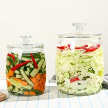 Food-safe round pickle jars for kitchen storage