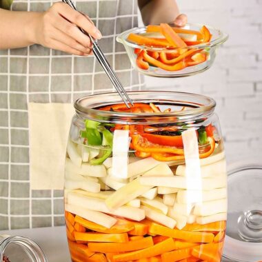 Food-safe round pickle jars for kitchen storage