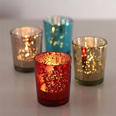 Galaxy electroplated multicolor decorative candle jars