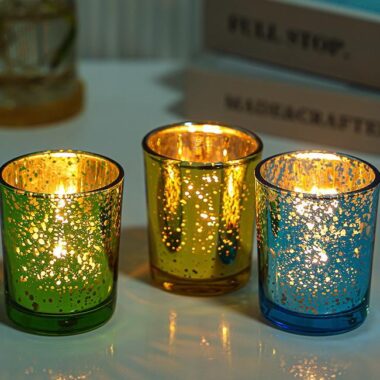 Galaxy electroplated multicolor decorative candle jars