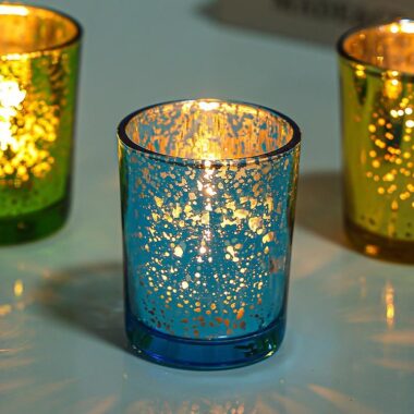 Galaxy electroplated multicolor decorative candle jars