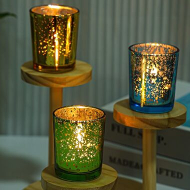 Galaxy electroplated multicolor decorative candle jars