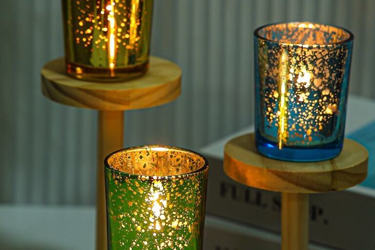 Stylish galaxy electroplated candle jars in multicolor design (6) Galaxy electroplated multicolor decorative candle jars