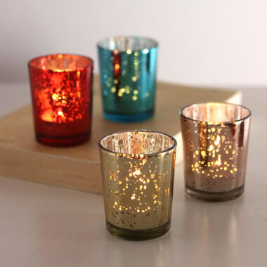 Galaxy electroplated multicolor decorative candle jars