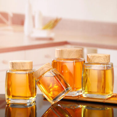 Custom thick square glass jam jars for storage