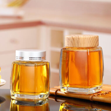 Custom thick square glass jam jars for storage