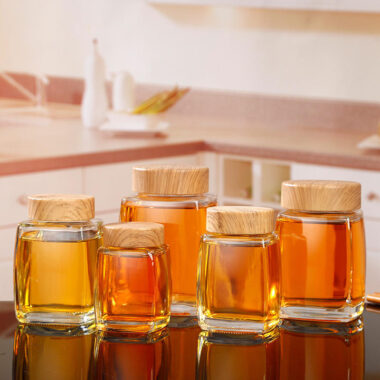 Custom thick square glass jam jars for storage