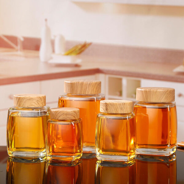 Custom thick square glass jam jars for storage