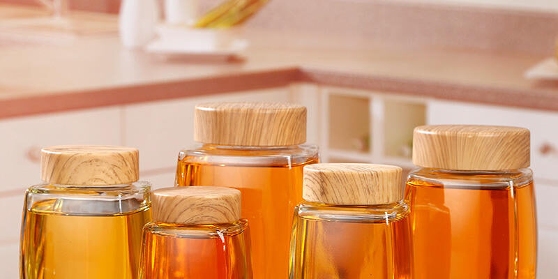 Custom thick square glass jam jars for storage