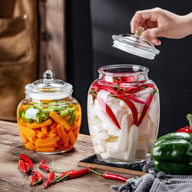 Sealed transparent pickle jars for kitchen bulk storage