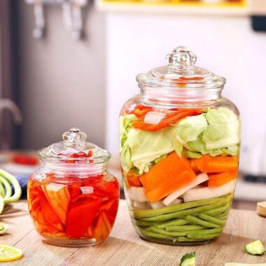 Sealed transparent pickle jars for kitchen bulk storage