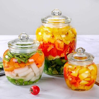Sealed transparent pickle jars for kitchen bulk storage