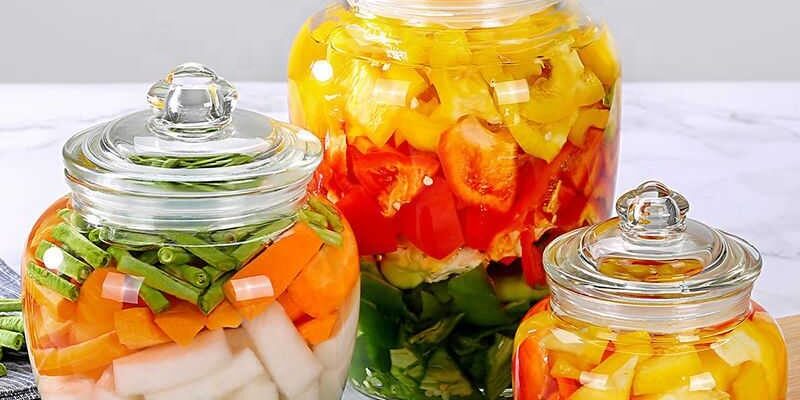 Sealed transparent pickle jars for kitchen bulk storage