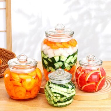 Sealed transparent pickle jars for kitchen bulk storage