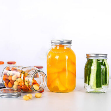 Luxury transparent glass jam jars with aluminum lids