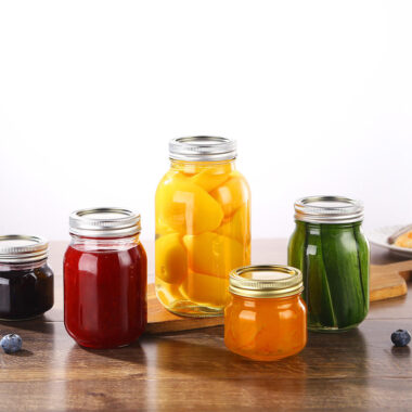 Luxury transparent glass jam jars with aluminum lids