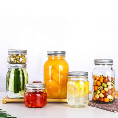 Luxury transparent glass jam jars with aluminum lids