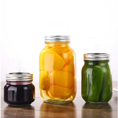 Luxury transparent glass jam jars with aluminum lids