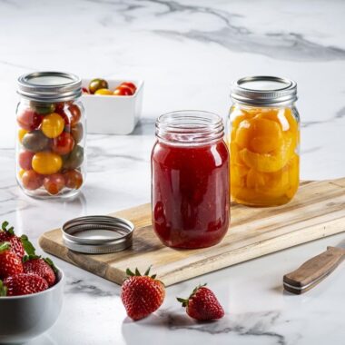 Luxury transparent glass jam jars with aluminum lids