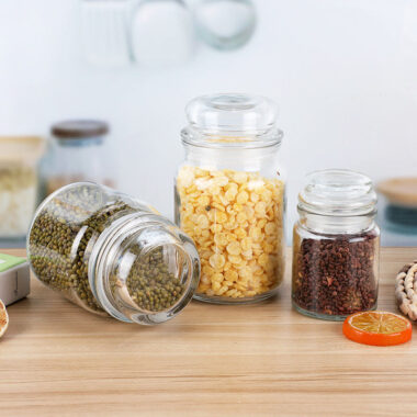 Round airtight glass food storage jars with lids factory supply