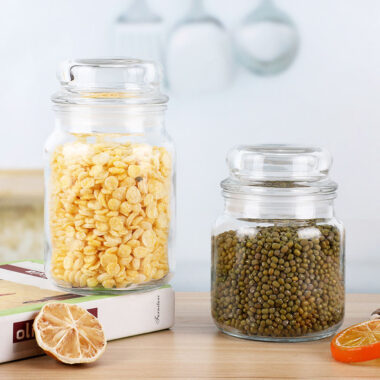 Round airtight glass food storage jars with lids factory supply
