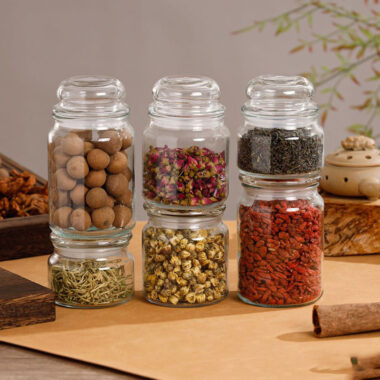 Round airtight glass food storage jars with lids factory supply