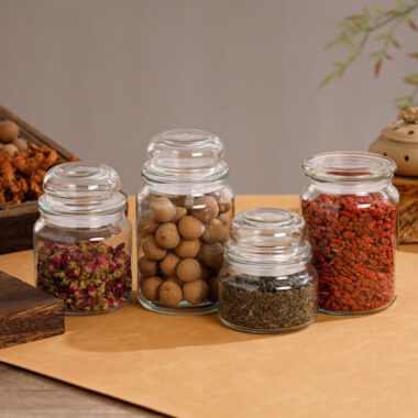 Round airtight glass food storage jars with lids factory supply