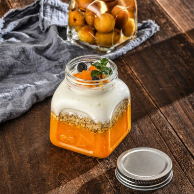 Multi-purpose wide-mouth glass jam jars for storage