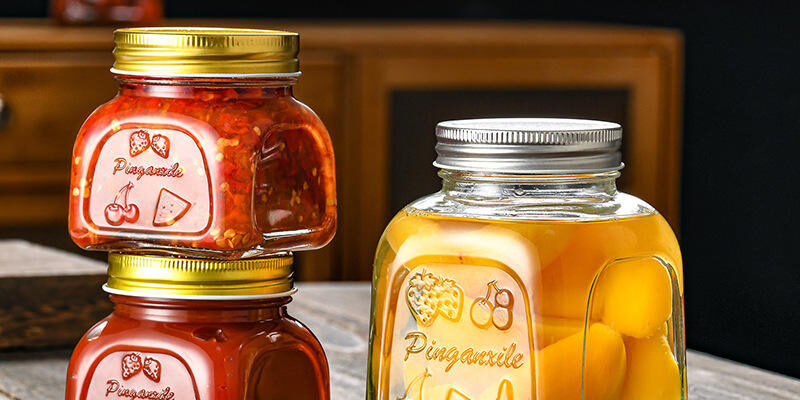 Multi-purpose wide-mouth glass jam jars for storage