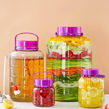 Thickened glass pickle jar with airtight seal for home kitchen