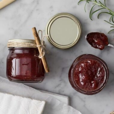 Heat-resistant wide mouth jam jars with metal lid