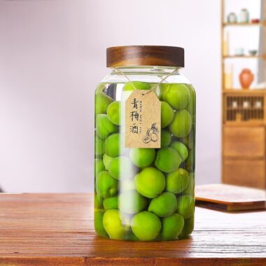 Large-capacity pickle jar with natural bamboo lid for kitchen use