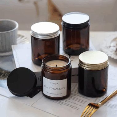 High quality amber glass candle jars