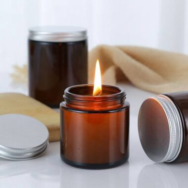 High quality amber glass candle jars