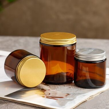 High quality amber glass candle jars