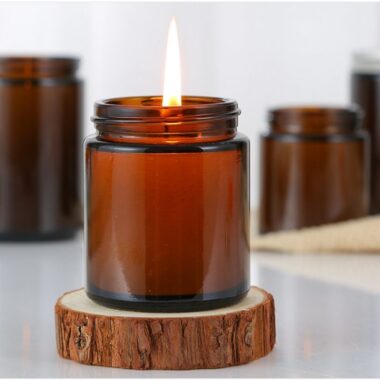 High quality amber glass candle jars