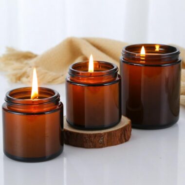 High quality amber glass candle jars
