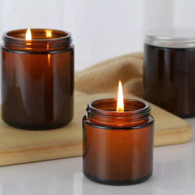 High quality amber glass candle jars
