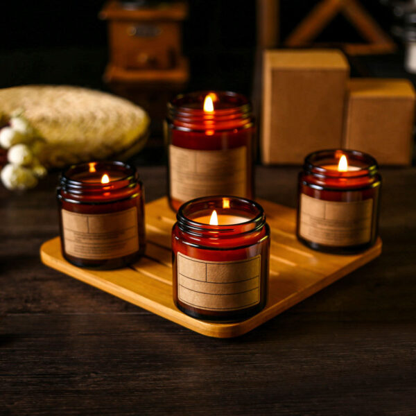 High quality amber glass candle jars