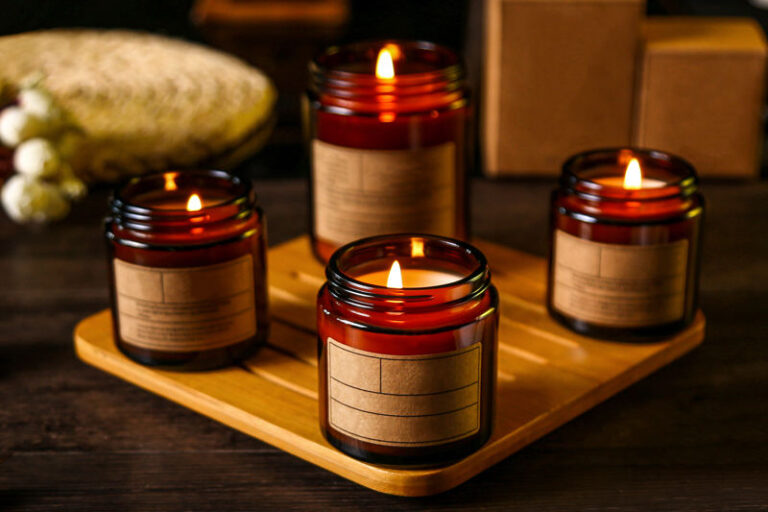 High quality amber glass candle jars
