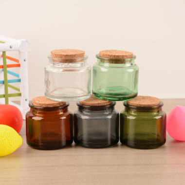 Clear glass candle jars with cork lid