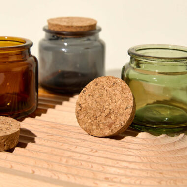 Clear glass candle jars with cork lid