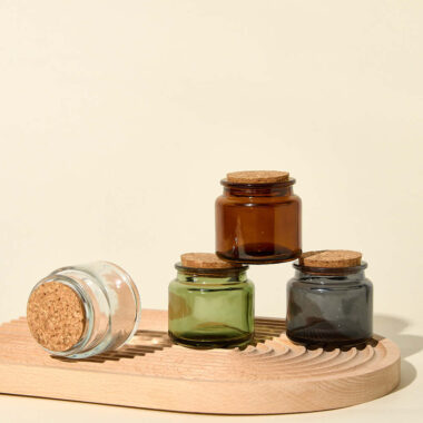 Clear glass candle jars with cork lid