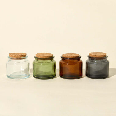 Clear glass candle jars with cork lid