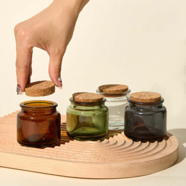 Clear glass candle jars with cork lid