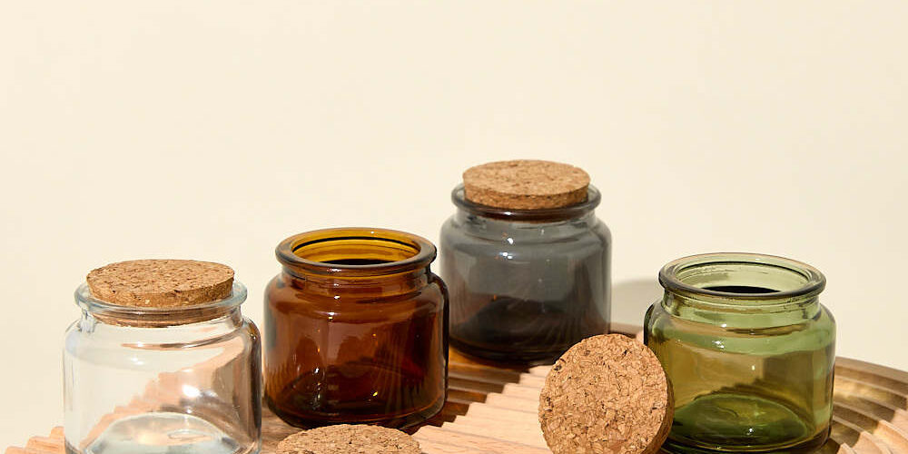 Clear glass candle jars with cork lid