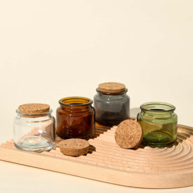 Clear glass candle jars with cork lid